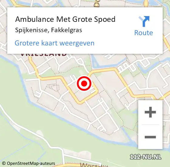 Locatie op kaart van de 112 melding: Ambulance Met Grote Spoed Naar Spijkenisse, Fakkelgras op 8 augustus 2022 17:53