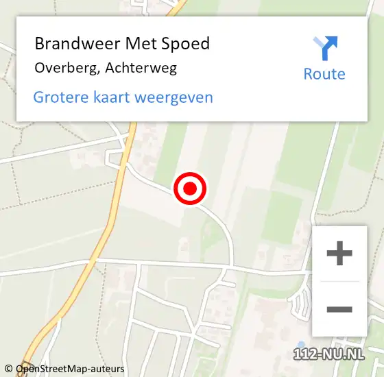 Locatie op kaart van de 112 melding: Brandweer Met Spoed Naar Overberg, Achterweg op 8 augustus 2022 18:31