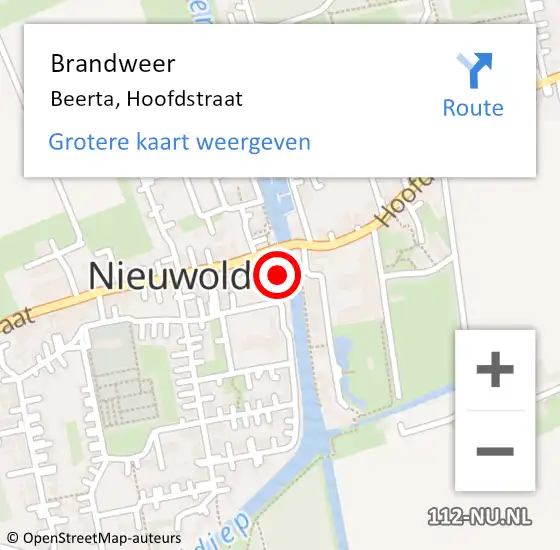 Locatie op kaart van de 112 melding: Brandweer Beerta, Hoofdstraat op 8 augustus 2022 18:33