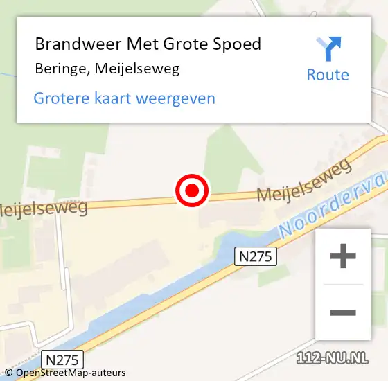 Locatie op kaart van de 112 melding: Brandweer Met Grote Spoed Naar Beringe, Meijelseweg op 8 augustus 2022 18:36