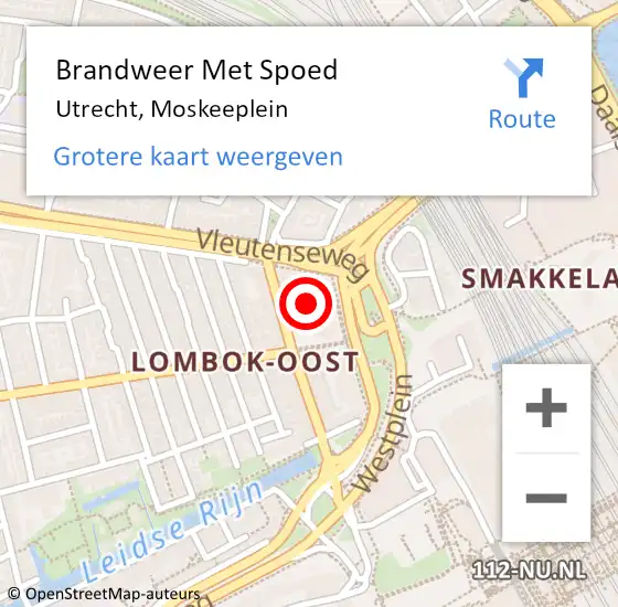 Locatie op kaart van de 112 melding: Brandweer Met Spoed Naar Utrecht, Moskeeplein op 8 augustus 2022 18:41