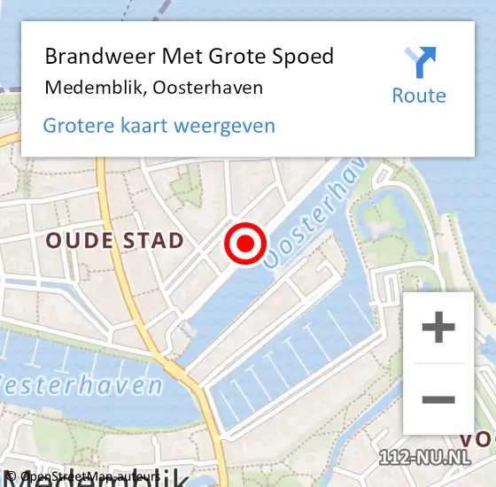 Locatie op kaart van de 112 melding: Brandweer Met Grote Spoed Naar Medemblik, Oosterhaven op 8 augustus 2022 18:55