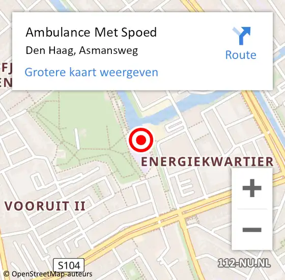 Locatie op kaart van de 112 melding: Ambulance Met Spoed Naar Den Haag, Asmansweg op 8 augustus 2022 19:07