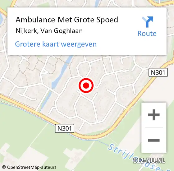 Locatie op kaart van de 112 melding: Ambulance Met Grote Spoed Naar Nijkerk, Van Goghlaan op 8 augustus 2022 19:27