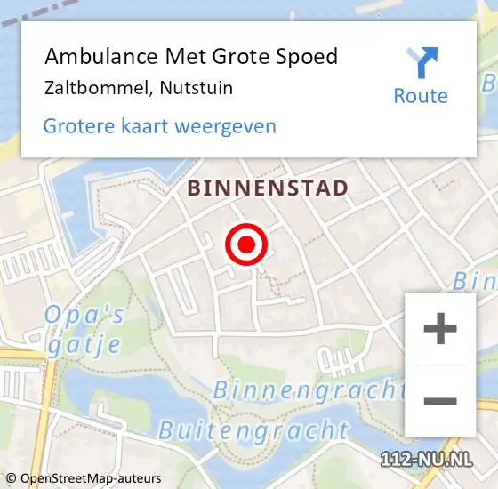 Locatie op kaart van de 112 melding: Ambulance Met Grote Spoed Naar Zaltbommel, Nutstuin op 8 augustus 2022 19:34