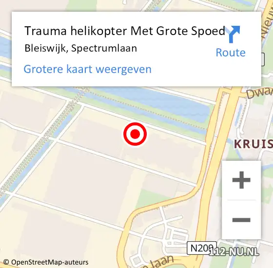 Locatie op kaart van de 112 melding: Trauma helikopter Met Grote Spoed Naar Bleiswijk, Spectrumlaan op 8 augustus 2022 19:35