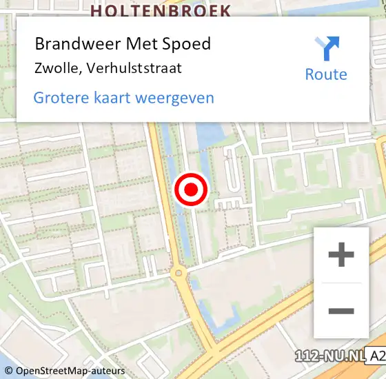 Locatie op kaart van de 112 melding: Brandweer Met Spoed Naar Zwolle, Verhulststraat op 8 augustus 2022 19:45