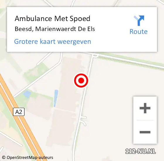 Locatie op kaart van de 112 melding: Ambulance Met Spoed Naar Beesd, Marienwaerdt De Els op 8 augustus 2022 19:47