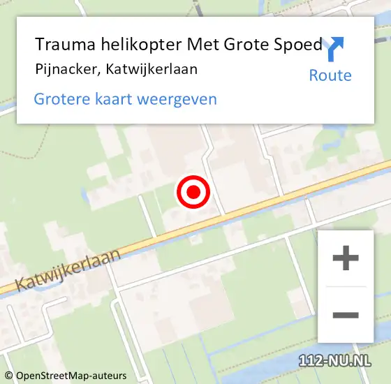 Locatie op kaart van de 112 melding: Trauma helikopter Met Grote Spoed Naar Pijnacker, Katwijkerlaan op 8 augustus 2022 19:51