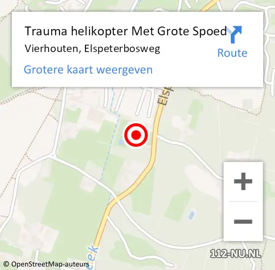 Locatie op kaart van de 112 melding: Trauma helikopter Met Grote Spoed Naar Vierhouten, Elspeterbosweg op 8 augustus 2022 20:03