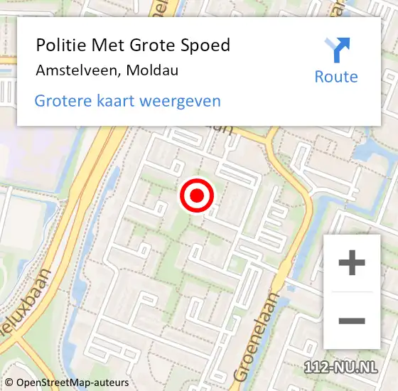 Locatie op kaart van de 112 melding: Politie Met Grote Spoed Naar Amstelveen, Moldau op 8 augustus 2022 20:33