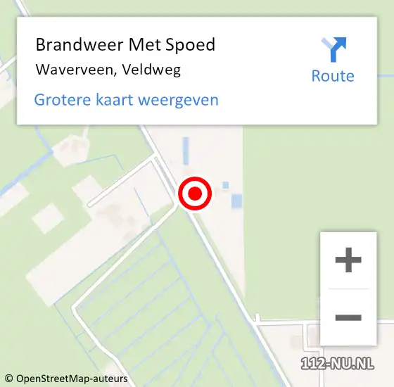 Locatie op kaart van de 112 melding: Brandweer Met Spoed Naar Waverveen, Veldweg op 8 augustus 2022 20:37