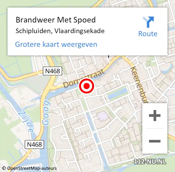 Locatie op kaart van de 112 melding: Brandweer Met Spoed Naar Schipluiden, Vlaardingsekade op 8 augustus 2022 20:45