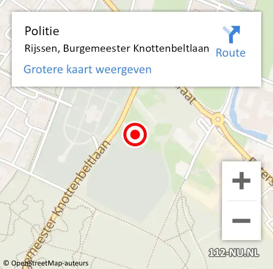 Locatie op kaart van de 112 melding: Politie Rijssen, Burgemeester Knottenbeltlaan op 8 augustus 2022 20:53