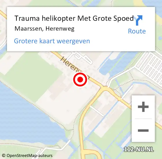 Locatie op kaart van de 112 melding: Trauma helikopter Met Grote Spoed Naar Maarssen, Herenweg op 8 augustus 2022 21:30