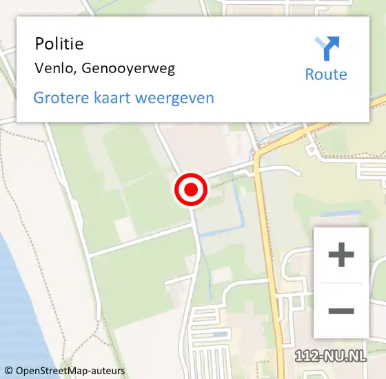 Locatie op kaart van de 112 melding: Politie Venlo, Genooyerweg op 8 augustus 2022 21:31