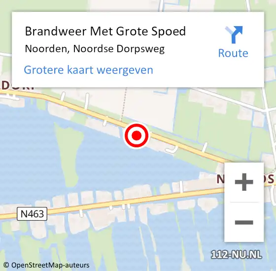 Locatie op kaart van de 112 melding: Brandweer Met Grote Spoed Naar Noorden, Noordse Dorpsweg op 8 augustus 2022 21:37