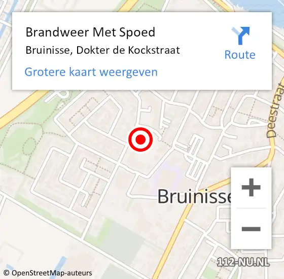 Locatie op kaart van de 112 melding: Brandweer Met Spoed Naar Bruinisse, Dokter de Kockstraat op 8 augustus 2022 21:41