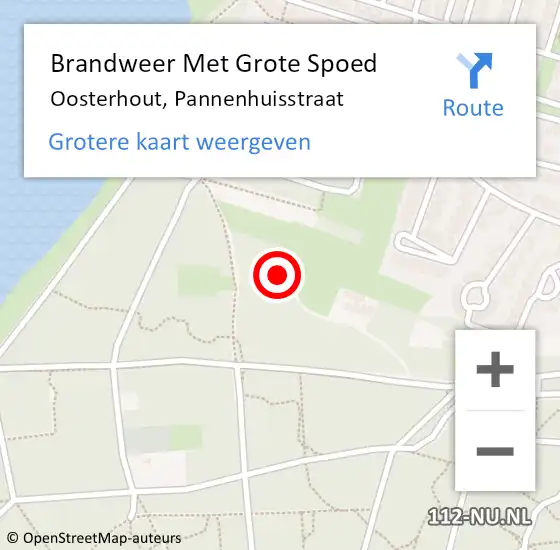 Locatie op kaart van de 112 melding: Brandweer Met Grote Spoed Naar Oosterhout, Pannenhuisstraat op 8 augustus 2022 22:32