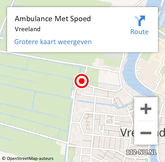 Locatie op kaart van de 112 melding: Ambulance Met Spoed Naar Vreeland op 8 augustus 2022 22:36