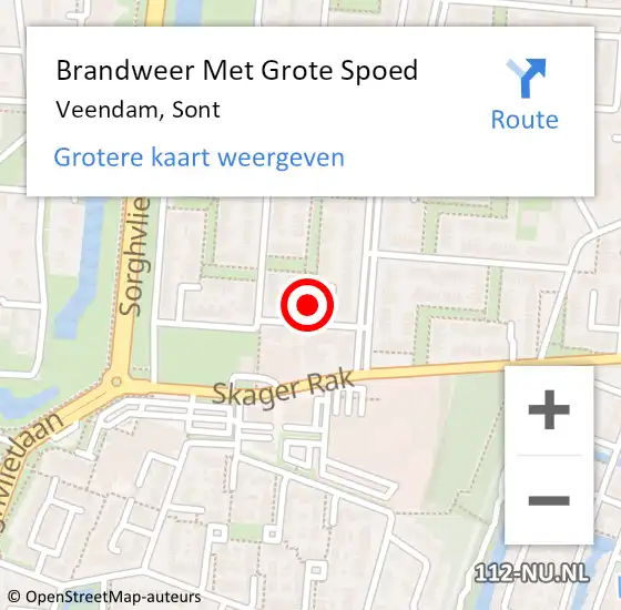 Locatie op kaart van de 112 melding: Brandweer Met Grote Spoed Naar Veendam, Sont op 8 augustus 2022 22:54