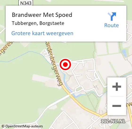 Locatie op kaart van de 112 melding: Brandweer Met Spoed Naar Tubbergen, Borgstaete op 8 augustus 2022 23:23