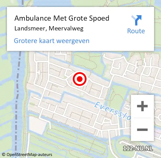 Locatie op kaart van de 112 melding: Ambulance Met Grote Spoed Naar Landsmeer, Meervalweg op 8 augustus 2022 23:30