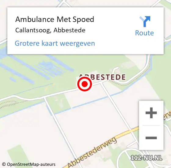 Locatie op kaart van de 112 melding: Ambulance Met Spoed Naar Callantsoog, Abbestede op 9 augustus 2022 01:04