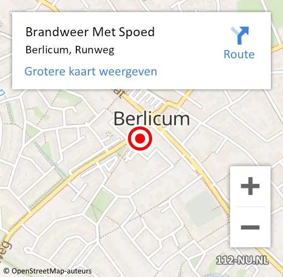 Locatie op kaart van de 112 melding: Brandweer Met Spoed Naar Berlicum, Runweg op 9 augustus 2022 01:31