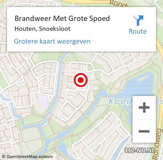 Locatie op kaart van de 112 melding: Brandweer Met Grote Spoed Naar Houten, Snoeksloot op 9 augustus 2022 01:40