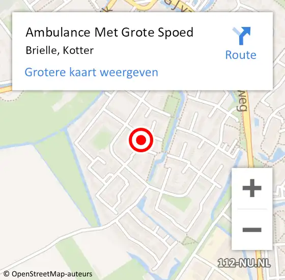 Locatie op kaart van de 112 melding: Ambulance Met Grote Spoed Naar Brielle, Kotter op 9 augustus 2022 01:42