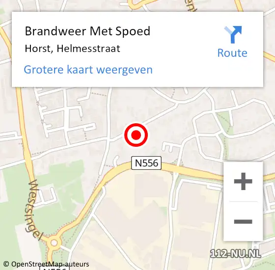 Locatie op kaart van de 112 melding: Brandweer Met Spoed Naar Horst, Helmesstraat op 9 augustus 2022 01:42