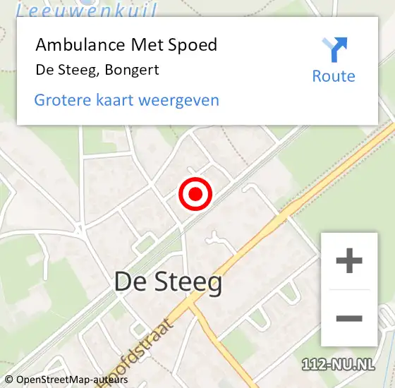 Locatie op kaart van de 112 melding: Ambulance Met Spoed Naar De Steeg, Bongert op 9 augustus 2022 01:54