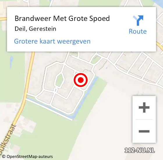 Locatie op kaart van de 112 melding: Brandweer Met Grote Spoed Naar Deil, Gerestein op 9 augustus 2022 03:09