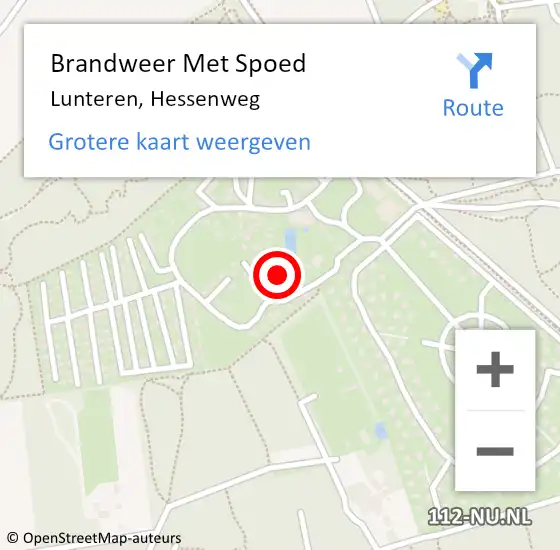 Locatie op kaart van de 112 melding: Brandweer Met Spoed Naar Lunteren, Hessenweg op 9 augustus 2022 04:13