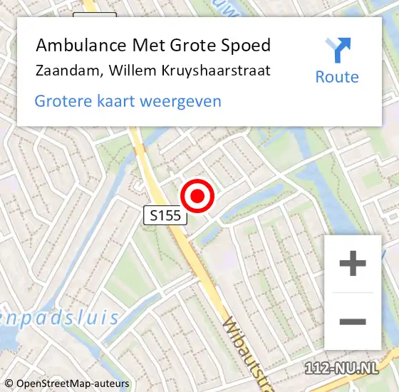 Locatie op kaart van de 112 melding: Ambulance Met Grote Spoed Naar Zaandam, Willem Kruyshaarstraat op 9 augustus 2022 04:14