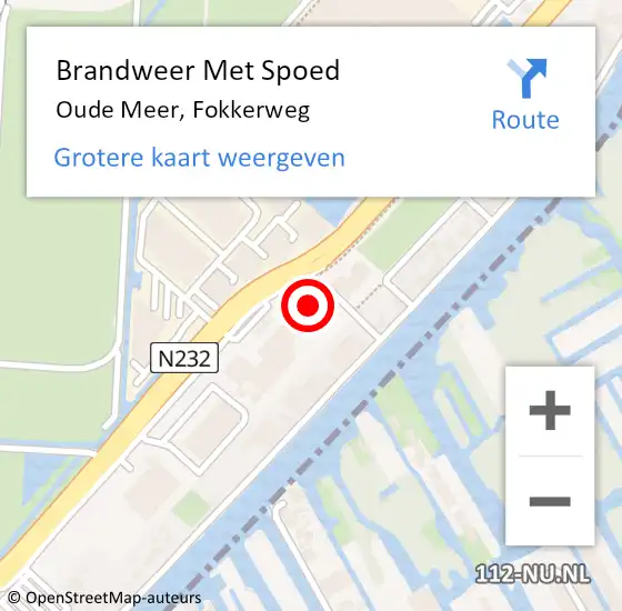 Locatie op kaart van de 112 melding: Brandweer Met Spoed Naar Oude Meer, Fokkerweg op 9 augustus 2022 05:52