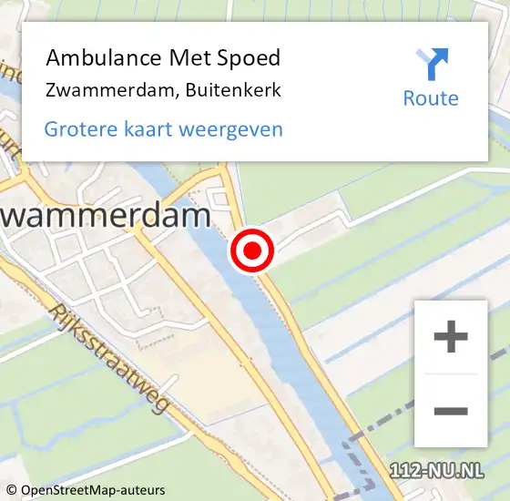 Locatie op kaart van de 112 melding: Ambulance Met Spoed Naar Zwammerdam, Buitenkerk op 9 augustus 2022 06:27