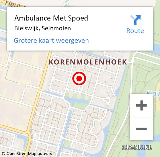 Locatie op kaart van de 112 melding: Ambulance Met Spoed Naar Bleiswijk, Seinmolen op 9 augustus 2022 07:09