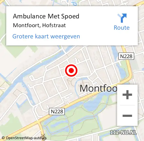 Locatie op kaart van de 112 melding: Ambulance Met Spoed Naar Montfoort, Hofstraat op 25 juli 2014 18:11