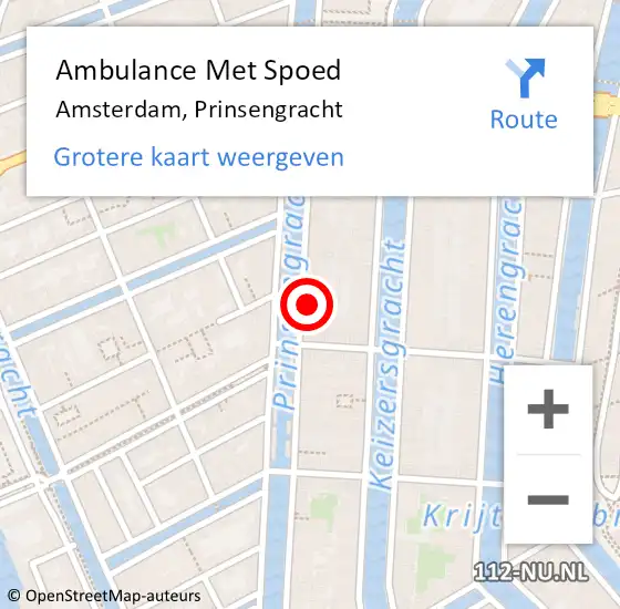 Locatie op kaart van de 112 melding: Ambulance Met Spoed Naar Amsterdam, Prinsengracht op 9 augustus 2022 08:17