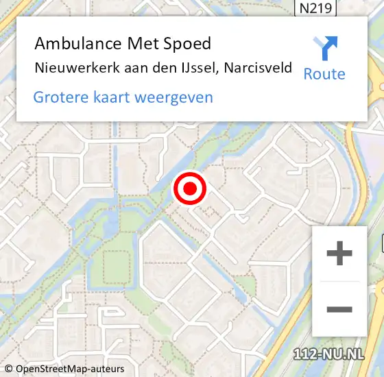 Locatie op kaart van de 112 melding: Ambulance Met Spoed Naar Nieuwerkerk aan den IJssel, Narcisveld op 9 augustus 2022 08:44