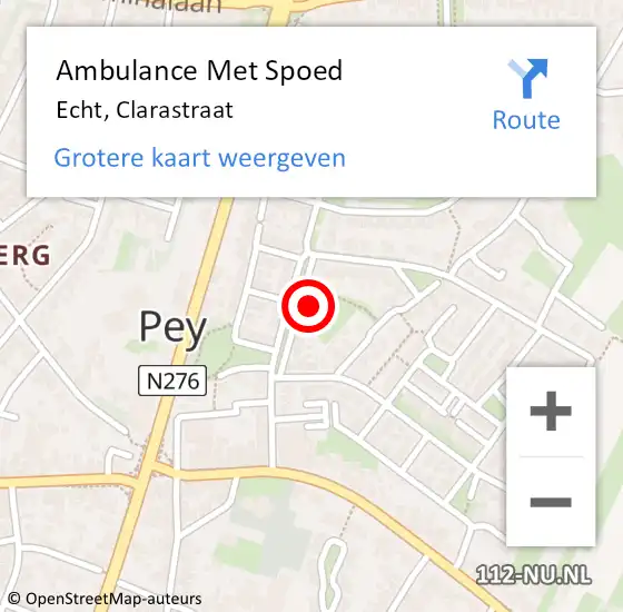 Locatie op kaart van de 112 melding: Ambulance Met Spoed Naar Echt, Clarastraat op 9 augustus 2022 08:45