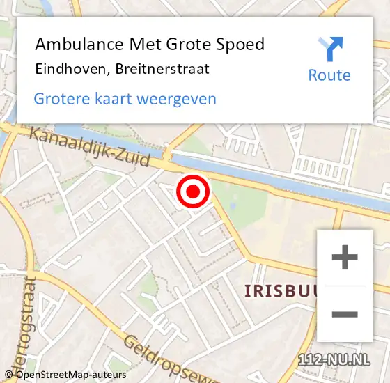 Locatie op kaart van de 112 melding: Ambulance Met Grote Spoed Naar Eindhoven, Breitnerstraat op 25 juli 2014 18:16