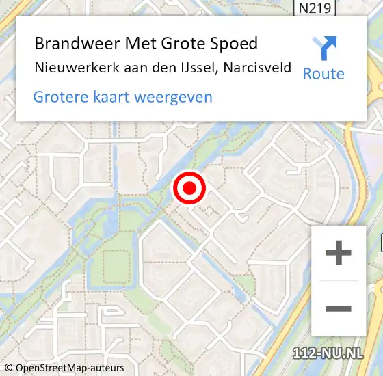 Locatie op kaart van de 112 melding: Brandweer Met Grote Spoed Naar Nieuwerkerk aan den IJssel, Narcisveld op 9 augustus 2022 09:10