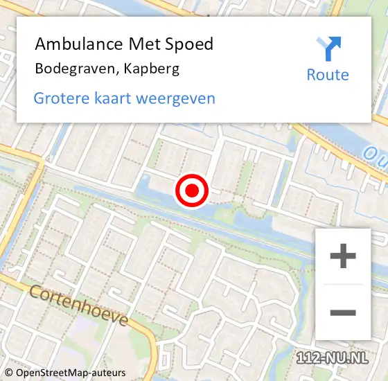 Locatie op kaart van de 112 melding: Ambulance Met Spoed Naar Bodegraven, Kapberg op 9 augustus 2022 09:20