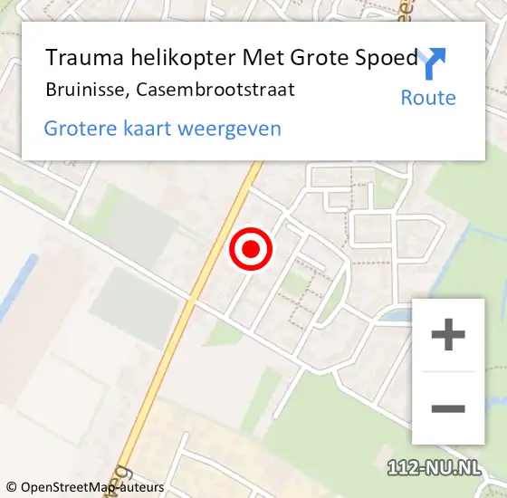 Locatie op kaart van de 112 melding: Trauma helikopter Met Grote Spoed Naar Bruinisse, Casembrootstraat op 9 augustus 2022 09:38