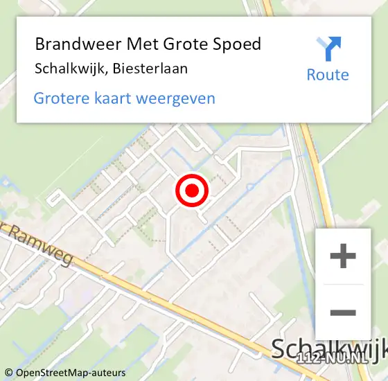 Locatie op kaart van de 112 melding: Brandweer Met Grote Spoed Naar Schalkwijk, Biesterlaan op 9 augustus 2022 09:38