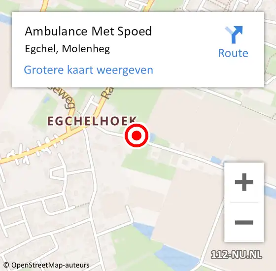 Locatie op kaart van de 112 melding: Ambulance Met Spoed Naar Egchel, Molenheg op 9 oktober 2013 14:38