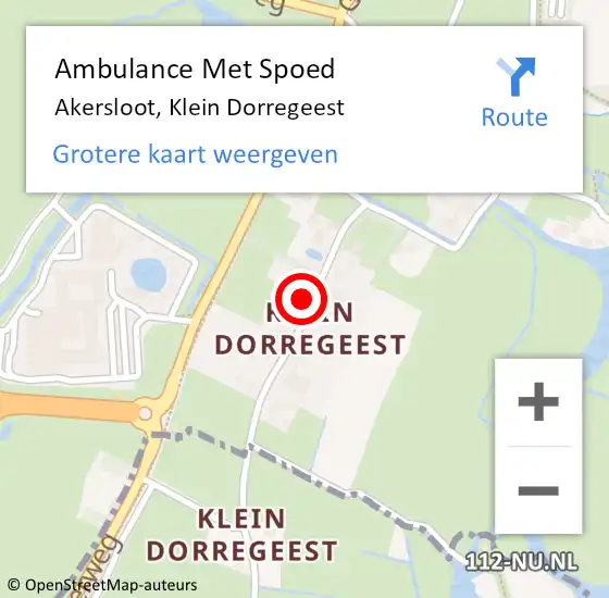 Locatie op kaart van de 112 melding: Ambulance Met Spoed Naar Akersloot, Klein Dorregeest op 9 augustus 2022 10:19